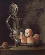 Jean Baptiste Simeon Chardin Metal pot with basket of peaches and plums France oil painting artist